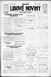 Lidov noviny z 18.9.1919, edice 2, strana 1
