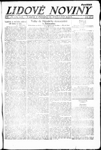 Lidov noviny z 18.10.1920, edice 1, strana 1