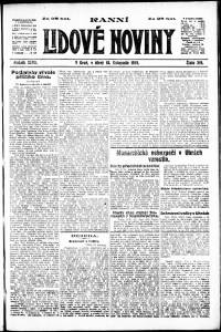 Lidov noviny z 18.11.1919, edice 1, strana 1
