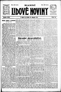 Lidov noviny z 19.3.1919, edice 1, strana 1