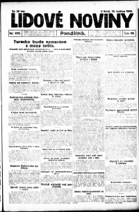 Lidov noviny z 19.5.1919, edice 1, strana 1
