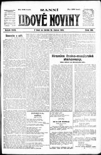 Lidov noviny z 19.6.1919, edice 1, strana 1