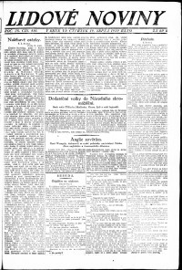 Lidov noviny z 19.8.1920, edice 1, strana 1