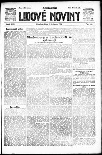 Lidov noviny z 19.11.1919, edice 2, strana 1