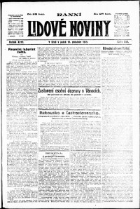 Lidov noviny z 19.12.1919, edice 1, strana 1