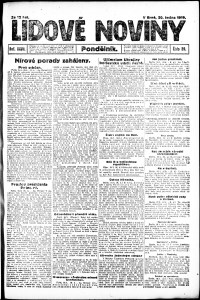 Lidov noviny z 20.1.1919, edice 1, strana 1