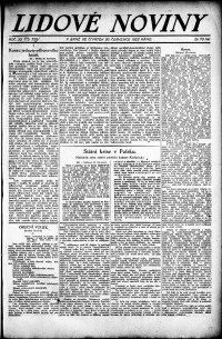 Lidov noviny z 20.7.1922, edice 1, strana 1