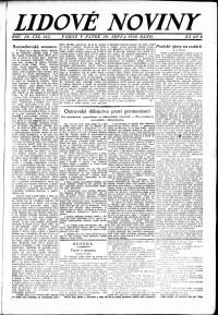 Lidov noviny z 20.8.1920, edice 1, strana 1
