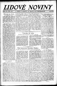 Lidov noviny z 20.8.1921, edice 1, strana 1