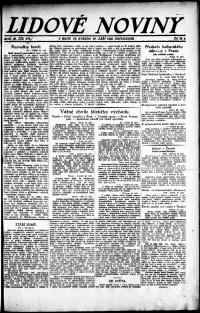 Lidov noviny z 20.9.1922, edice 1, strana 1