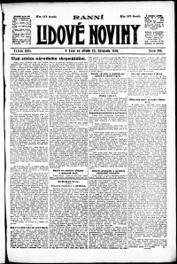 Lidov noviny z 20.11.1918, edice 1, strana 1