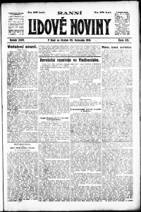 Lidov noviny z 20.11.1919, edice 1, strana 1