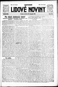 Lidov noviny z 20.11.1919, edice 2, strana 1