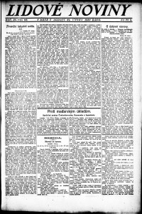 Lidov noviny z 21.2.1920, edice 1, strana 1