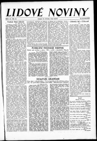 Lidov noviny z 21.2.1933, edice 1, strana 1