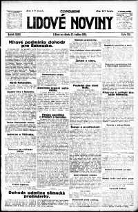 Lidov noviny z 21.5.1919, edice 2, strana 1