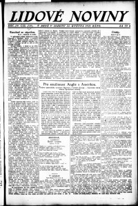 Lidov noviny z 21.5.1921, edice 1, strana 1