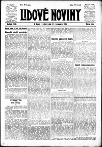 Lidov noviny z 21.7.1914, edice 1, strana 1