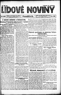 Lidov noviny z 21.7.1919, edice 1, strana 1