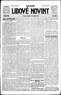 Lidov noviny z 21.7.1919, edice 2, strana 1