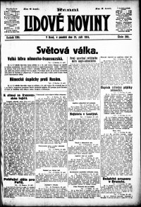 Lidov noviny z 21.9.1914, edice 2, strana 1