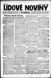 Lidov noviny z 21.10.1918, edice 1, strana 1
