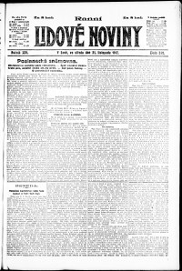 Lidov noviny z 21.11.1917, edice 1, strana 1