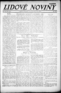 Lidov noviny z 21.11.1921, edice 1, strana 1