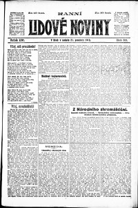 Lidov noviny z 21.12.1918, edice 1, strana 1