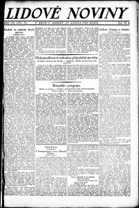 Lidov noviny z 22.1.1921, edice 1, strana 1