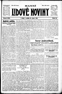 Lidov noviny z 22.2.1919, edice 1, strana 1