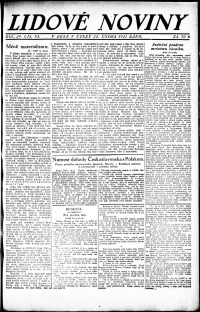 Lidov noviny z 22.2.1921, edice 1, strana 1