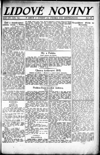 Lidov noviny z 22.2.1921, edice 2, strana 1