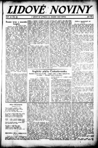 Lidov noviny z 22.2.1922, edice 1, strana 1