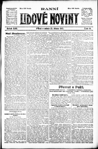 Lidov noviny z 22.3.1919, edice 1, strana 1