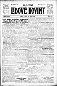 Lidov noviny z 22.4.1919, edice 1, strana 1