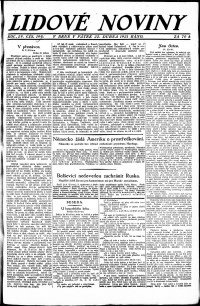 Lidov noviny z 22.4.1921, edice 1, strana 1