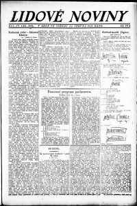 Lidov noviny z 22.6.1921, edice 1, strana 1