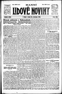 Lidov noviny z 22.7.1919, edice 1, strana 1
