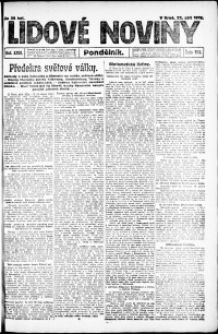 Lidov noviny z 22.9.1919, edice 1, strana 1
