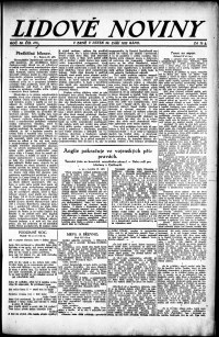 Lidov noviny z 22.9.1922, edice 1, strana 1