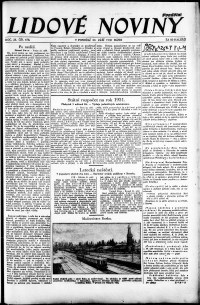 Lidov noviny z 22.9.1930, edice 1, strana 1