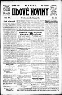Lidov noviny z 22.11.1919, edice 1, strana 1