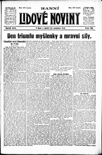 Lidov noviny z 22.12.1918, edice 1, strana 1