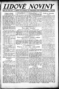 Lidov noviny z 22.12.1920, edice 3, strana 1