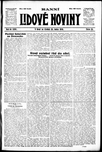 Lidov noviny z 23.1.1919, edice 1, strana 1