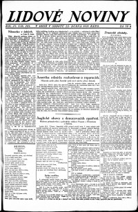 Lidov noviny z 23.4.1921, edice 1, strana 1