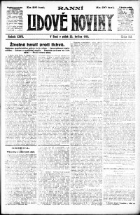 Lidov noviny z 23.5.1919, edice 1, strana 1