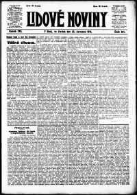 Lidov noviny z 23.7.1914, edice 1, strana 1