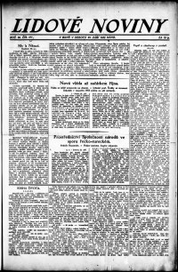 Lidov noviny z 23.9.1922, edice 1, strana 1